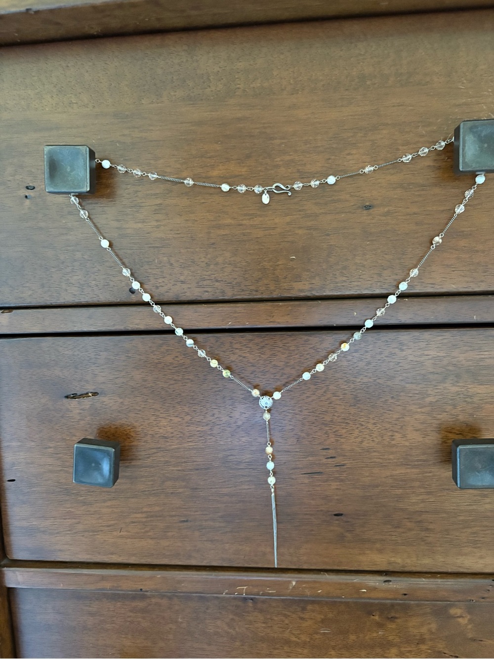 Chan Luu Silver-Tone Pearl Station Y Necklace